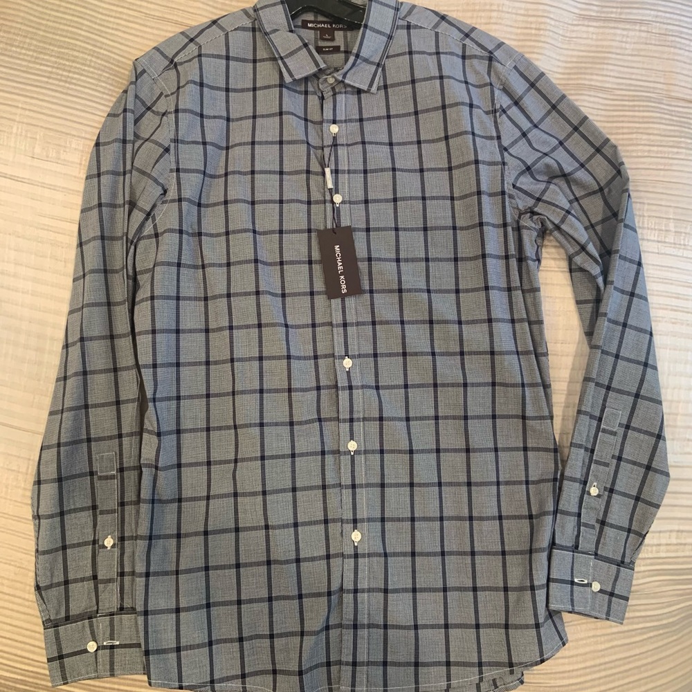 NWT Michael Kors Men’s Midnight Summer Button down cotton shirt